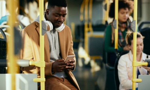 a man on a bus
